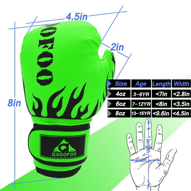 GROOFOO Kids Boxing Gloves 4oz Punching Gloves for Kids Youth Traning Gloves for Punching Bag Kickboxing Sparring Muay Thai MMA Fight Gloves - Image 3